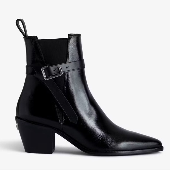 Zadig & Voltaire Tyler Cecilia Vintage Patent Boots Noir - Picture 1 of 12